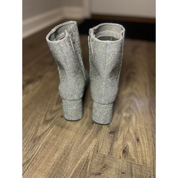 Sugar Element Women's Heeled Ankle Boots Pewter Sparkle Fabric US Size 6 Medium - Picture 12 of 14